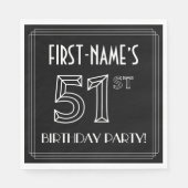 51e verjaardag: Art Deco Style + aangepaste naam Servet (Voorkant)