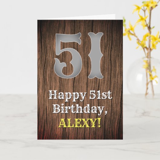 51e verjaardag: Country Western geïnspireerd uiter Kaart (Gele Bloem)