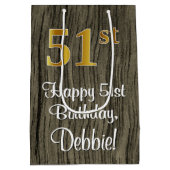 51e verjaardag: Elegant Faux Gold Look #, Faux Woo Medium Cadeauzakje (Achterkant)