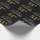 51e verjaardag: Elegant, zwart, Faux Gold look Cadeaupapier (Hoek)