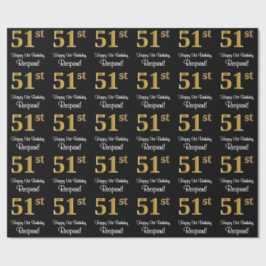 51e verjaardag: Elegante luxe Faux Gold look # Cadeaupapier (Vlak)