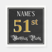 51e verjaardag — Fancy script, Faux Gold look Servet (Voorkant)