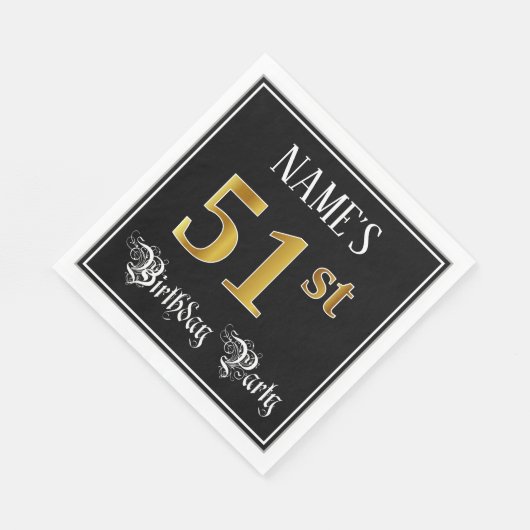 51e verjaardag — Fancy script, Faux Gold look Servet (Hoek)