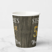 51e verjaardag — Faux Gold & Faux Wood Papieren Bekers (Links)