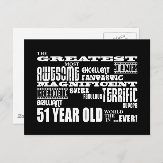 51e verjaardag feest grootste 51 jaar oud uitnodiging briefkaart (Voorkant / Achterkant)