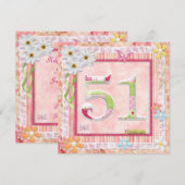 51e verjaardag feest scrapbooking stijl kaart (Voorkant / Achterkant)