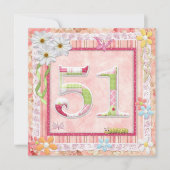 51e verjaardag feest scrapbooking stijl kaart (Voorkant)