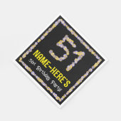 51e verjaardag: Floral Flowers Number, Custom Name Servet (Hoek)