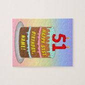 51e verjaardag: Fun Cake and Candles + Custom Name Legpuzzel (Horizontaal)