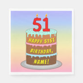 51e verjaardag: Fun Cake and Candles + Custom Name Servet (Voorkant)