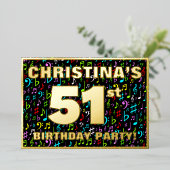 51e verjaardag — Fun, Colorful Music Symbols Folie Uitnodiging (Staand Voorkant)