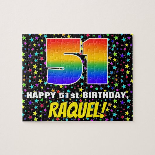 51e verjaardag — Fun, kleurrijk Star Field Pattern Legpuzzel (Horizontaal)