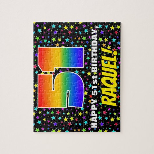 51e verjaardag — Fun, kleurrijk Star Field Pattern Legpuzzel (Verticaal)