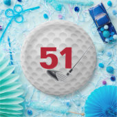 51e verjaardag golfbal ontwerp papieren bordje (Feest)