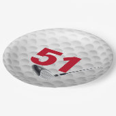 51e verjaardag golfbal ontwerp papieren bordje (Gekanteld)