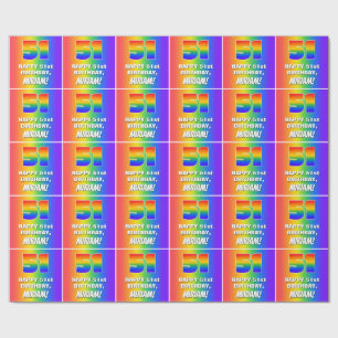 51e verjaardag: Kleurrijk, vun regenboogpatroon # Cadeaupapier