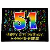 51e verjaardag - Kleurrijke muzieksymbolen, Rainbo Groot Cadeauzakje (Voorkant)