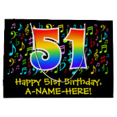 51e verjaardag - Kleurrijke muzieksymbolen, Rainbo Groot Cadeauzakje (Achterkant)