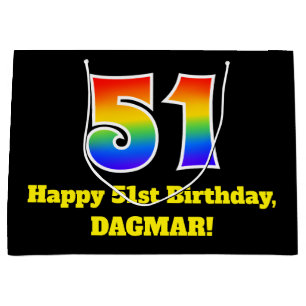 51e verjaardag ~ Leuk, Kleurrijk, Levendig, Regenb Groot Cadeauzakje