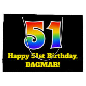 51e verjaardag ~ Leuk, Kleurrijk, Levendig, Regenb Groot Cadeauzakje (Achterkant)