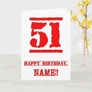 51e verjaardag: Leuk, rood rubberen stempel geïnsp Kaart