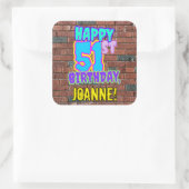 51e verjaardag - Leuke, stedelijke graffiti geïnsp Vierkante Sticker (Tas)