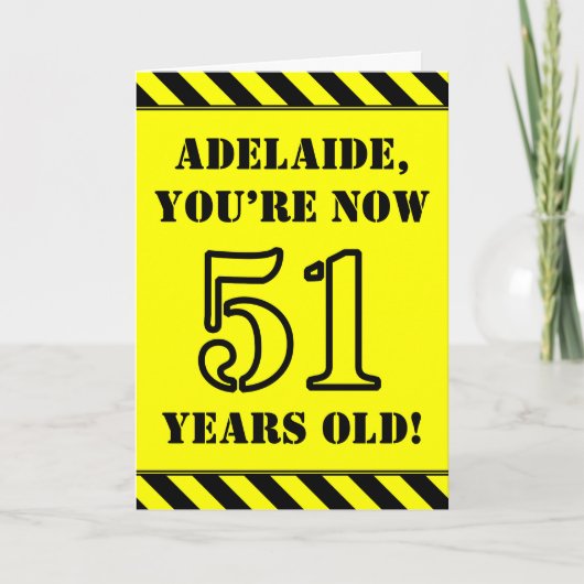 51e verjaardag: Leuke stencil stijl tekst, aangepa Kaart (Voorkant)