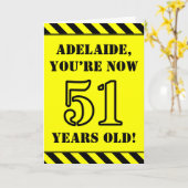 51e verjaardag: Leuke stencil stijl tekst, aangepa Kaart (Gele Bloem)