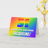 51e verjaardag: Meerkleurig regenboogpatroon # 51 Kaart (Gele Bloem)