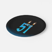 51e verjaardag met verlichte kaars nummers papieren bordje (Gekanteld)