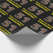 51e verjaardag: Naam & Faux Wood Grain Patroon "51 Cadeaupapier (Hoek)