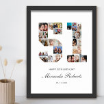 51e verjaardag nummer 51 aangepaste fotocollage poster<br><div class="desc">Vier 51e verjaardag met dit gepersonaliseerde nummer 51 fotocollage poster. Dit aanpasbare geschenk is ook perfect voor trouwdag. Het is een geweldige manier om waardevolle herinneringen van je bruiloft en getrouwd leven weer te geven. Het poster bevat een collage van foto's die die speciale momenten vastleggen, en het kan worden...</div>
