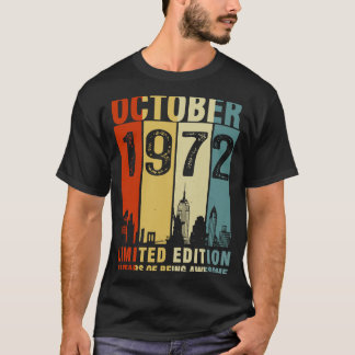 51e  verjaardag oktober 1972 51 jaar oud t-shirt