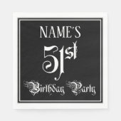 51e verjaardag Partij — Fancy Manuscript + de Naam Servet (Voorkant)