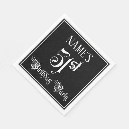 51e verjaardag Partij — Fancy Manuscript + de Naam Servet (Hoek)