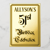 51e verjaardag Partij — Legant Manuscript + de Naa Folie Uitnodiging (Voorkant)