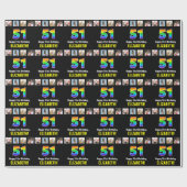 51e verjaardag: Regenboog "51"; Aangepaste foto's  Cadeaupapier (Vlak)