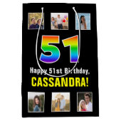 51e verjaardag: Regenboog "51", aangepaste foto's  Medium Cadeauzakje (Voorkant)