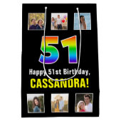 51e verjaardag: Regenboog "51", aangepaste foto's  Medium Cadeauzakje (Achterkant)