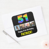 51e verjaardag: Regenboog "51"; Aangepaste foto's  Vierkante Sticker (Envelop)