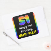 51e verjaardag: Regenboogspectrum # 51, Aangepaste Vierkante Sticker (Envelop)