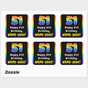 51e verjaardag: Regenboogspectrum # 51, Aangepaste Vierkante Sticker