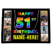 51e verjaardag: Regenboogtekst, aangepaste foto's  Groot Cadeauzakje (Voorkant)