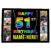 51e verjaardag: Regenboogtekst, aangepaste foto's Groot Cadeauzakje (Achterkant)