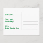 51e verjaardag: Roze strepen & harten, Regenboog 5 Briefkaart (Achterkant)