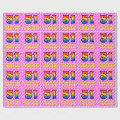 51e verjaardag: roze strepen & harten, regenboog # cadeaupapier (Vlak)