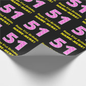 51e verjaardag: Roze strips en harten "51" + Naam Cadeaupapier (Hoek)