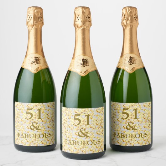 51e verjaardag  sparkling wijnetiket (Flessen)