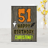 51e verjaardag: Spooky Halloween Thema, Aangepaste Kaart (Gele Bloem)