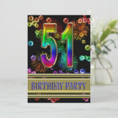 51e verjaardag Uitnodiging met bubbels (Staand voorkant)